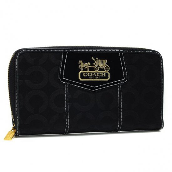 Coach In Signature Large Black Wallets AXO - Click Image to Close